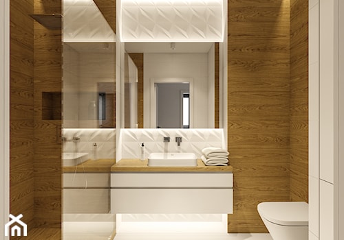 Modern scandinavian - Mała bez okna z lustrem z punktowym oświetleniem łazienka, styl nowoczesny - zdjęcie od 2xa