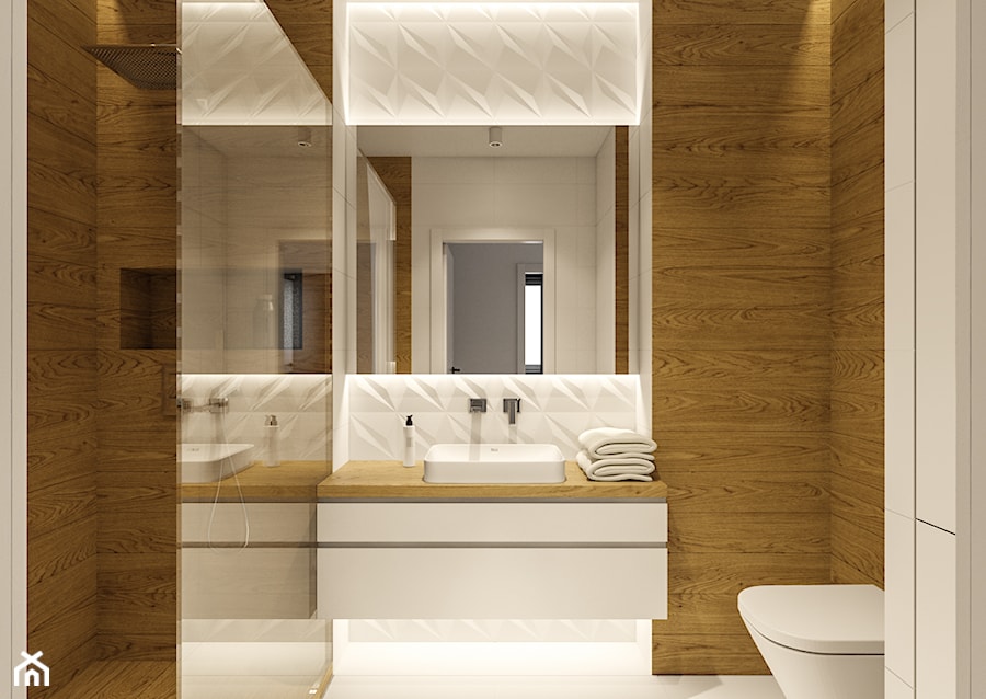 Modern scandinavian - Mała bez okna z lustrem z punktowym oświetleniem łazienka, styl nowoczesny - zdjęcie od 2xa
