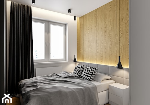 Modern scandinavian - Średnia biała czarna sypialnia, styl nowoczesny - zdjęcie od 2xa