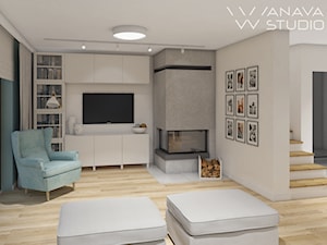 Skandi - Duży szary salon, styl skandynawski - zdjęcie od Anava Studio