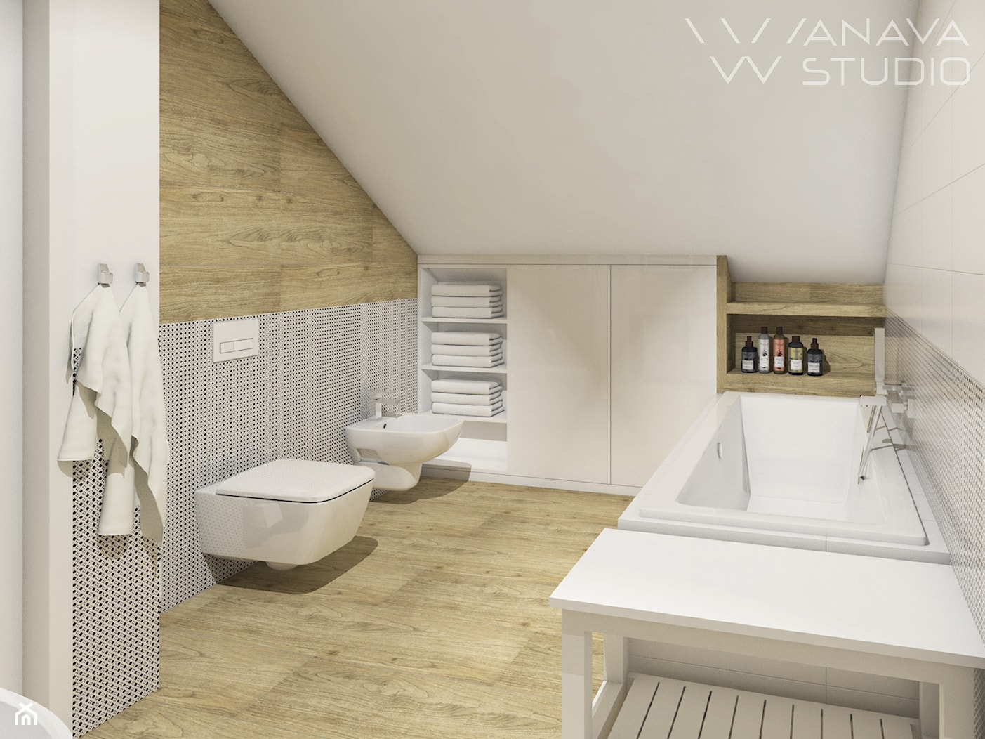 Skandi - Średnia na poddaszu bez okna łazienka, styl skandynawski - zdjęcie od Anava Studio - Homebook
