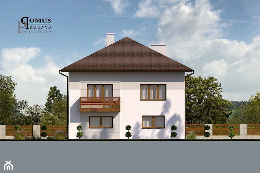 Projekt elewacji domu jednorodzinnego typu "kostka" w Jaworznie - zdjęcie od Pracownia Projektowa DOMUS Łukasz Czyż