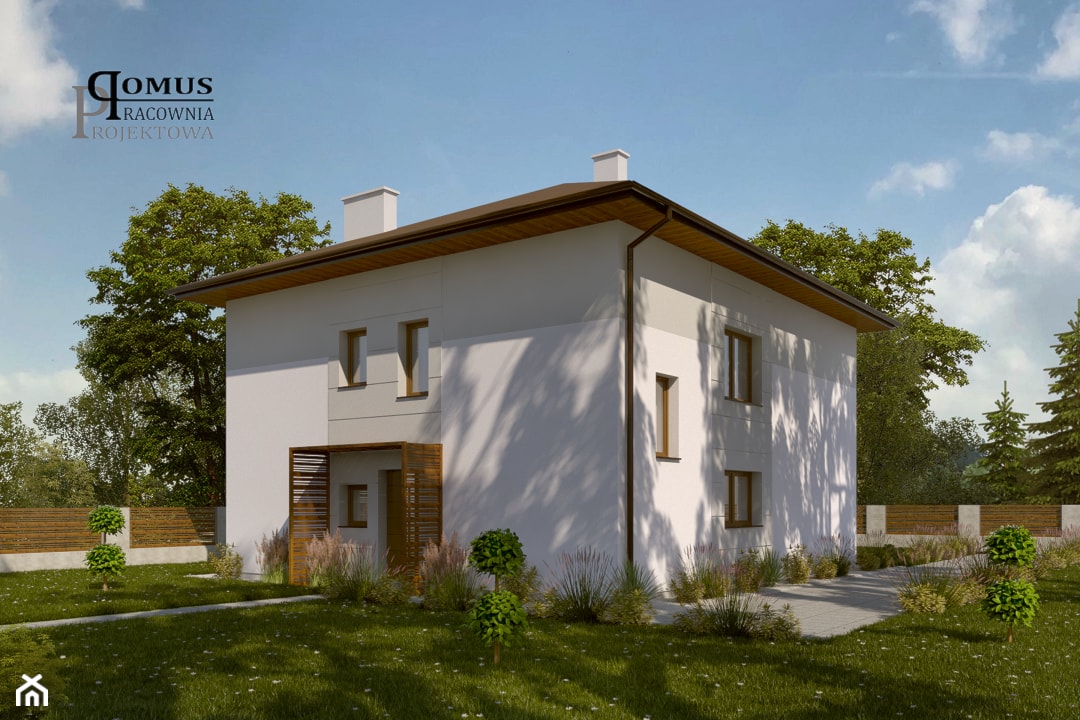 Projekt elewacji domu jednorodzinnego typu "kostka" w Jaworznie - zdjęcie od Pracownia Projektowa DOMUS Łukasz Czyż - Homebook