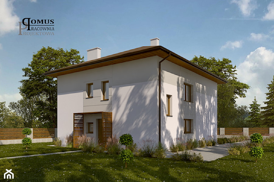 Projekt elewacji domu jednorodzinnego typu "kostka" w Jaworznie - zdjęcie od Pracownia Projektowa DOMUS Łukasz Czyż
