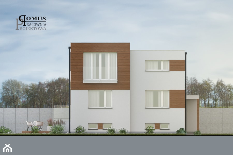 Projekt zmiany elewacji domu jednorodzinnego z lat 70 typu "kostka" w Łodzi - zdjęcie od Pracownia Projektowa DOMUS Łukasz Czyż