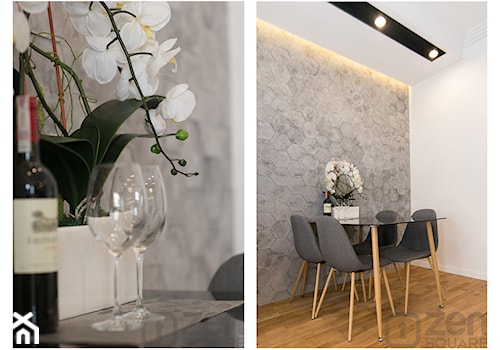 CZARNY MAT - Średnia biała szara jadalnia jako osobne pomieszczenie - zdjęcie od studio wnętrz URBAN-DESIGN Aleksandra Urban