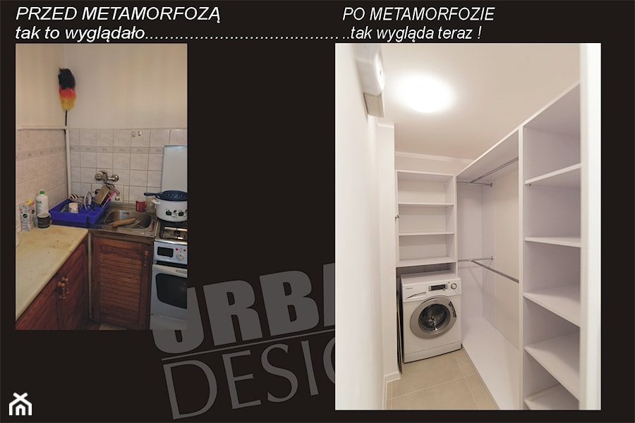 METAMORFOZA MAŁEJ KAWALERKI NA WARSZAWSKIEJ WOLI. - Garderoba, styl minimalistyczny - zdjęcie od studio wnętrz URBAN-DESIGN Aleksandra Urban