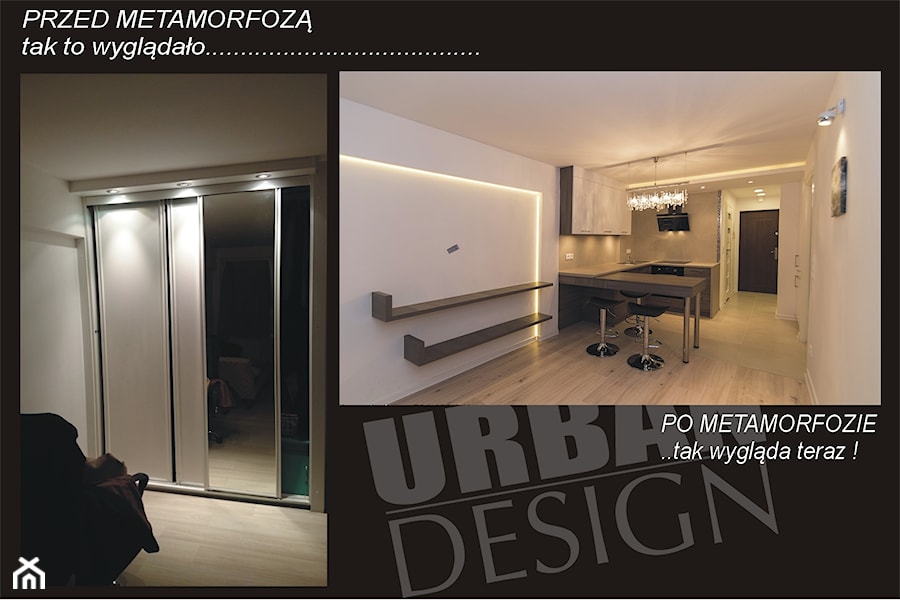 METAMORFOZA MAŁEJ KAWALERKI NA WARSZAWSKIEJ WOLI. - Jadalnia, styl minimalistyczny - zdjęcie od studio wnętrz URBAN-DESIGN Aleksandra Urban