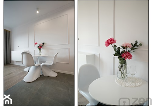 ELEGANCKA PRZESTRZEŃ DLA DWOJGA - Mała biała jadalnia w salonie, styl nowoczesny - zdjęcie od studio wnętrz URBAN-DESIGN Aleksandra Urban