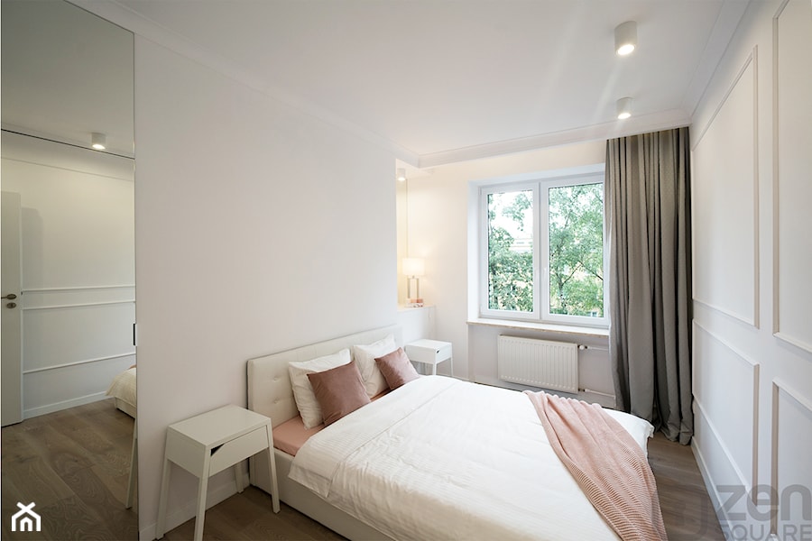 ELEGANCKA PRZESTRZEŃ DLA DWOJGA - Mała biała sypialnia, styl nowoczesny - zdjęcie od studio wnętrz URBAN-DESIGN Aleksandra Urban