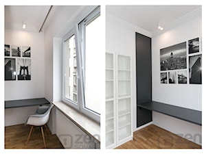 CZARNY MAT - Średnie z zabudowanym biurkiem białe biuro - zdjęcie od studio wnętrz URBAN-DESIGN Aleksandra Urban