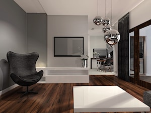 apartament - Średni biały szary salon z jadalnią, styl nowoczesny - zdjęcie od AS DESIGN