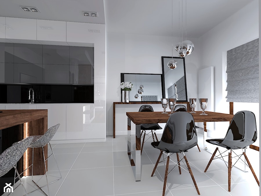 apartament - Średnia biała jadalnia w salonie, styl nowoczesny - zdjęcie od AS DESIGN