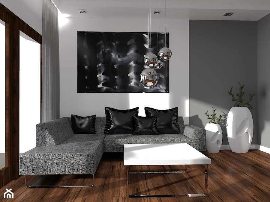 apartament - Średni biały szary salon, styl nowoczesny - zdjęcie od AS DESIGN