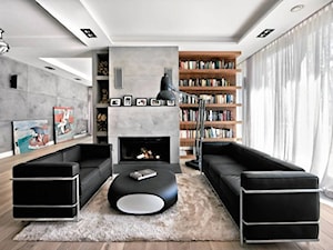 Dom pod Warszawą - Średni biały szary salon, styl nowoczesny - zdjęcie od Anyform