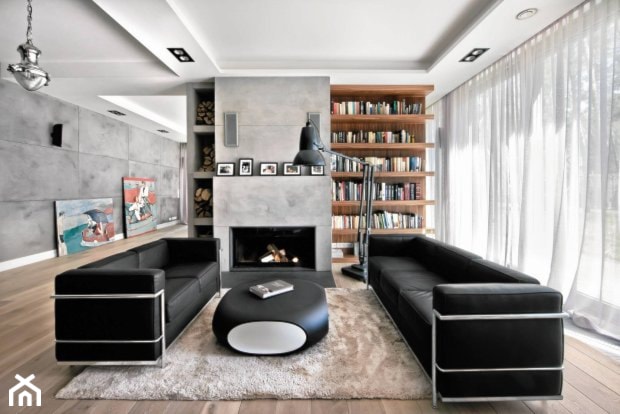 Dom pod Warszawą - Średni biały szary salon, styl nowoczesny - zdjęcie od Anyform