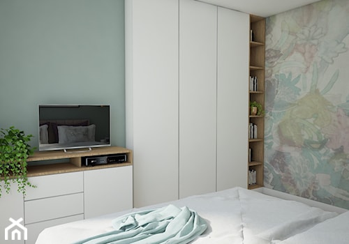 Naturalnie na Osiedlu Tęczowym - Mała szara sypialnia, styl nowoczesny - zdjęcie od Studio projektowania wnętrz''Studio Aranżacji''