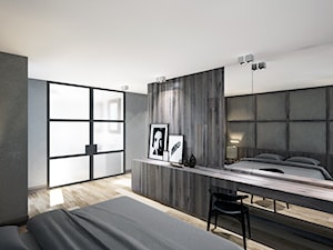 Dom w Chrząstowicach - Duża biała szara z biurkiem sypialnia, styl nowoczesny - zdjęcie od Studio projektowania wnętrz''Studio Aranżacji''