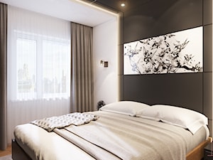 U Tomka w M3 - Mała czarna szara sypialnia, styl nowoczesny - zdjęcie od Studio projektowania wnętrz''Studio Aranżacji''