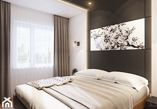 U Tomka w M3 - Mała czarna szara sypialnia, styl nowoczesny - zdjęcie od Studio projektowania wnętrz''Studio Aranżacji''