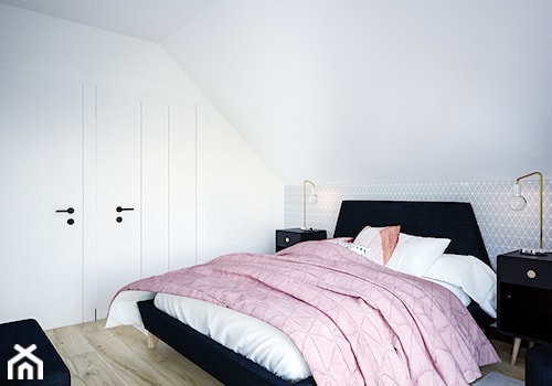 Dom na skale Głuchołazy - Średnia biała sypialnia na poddaszu, styl skandynawski - zdjęcie od Studio projektowania wnętrz''Studio Aranżacji''