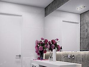 Pierwsze mieszkanie Kasi - Mała na poddaszu bez okna z pralką / suszarką z lustrem łazienka, styl nowoczesny - zdjęcie od Studio projektowania wnętrz''Studio Aranżacji''
