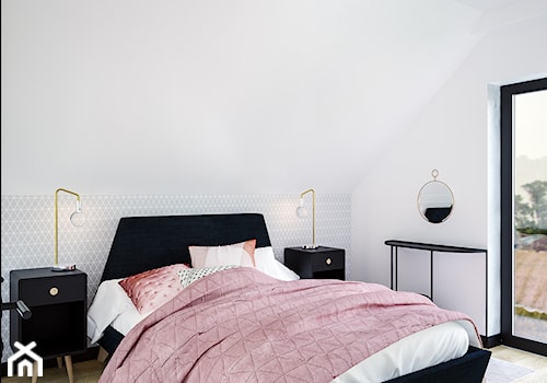 Dom na skale Głuchołazy - Mała biała sypialnia na poddaszu, styl skandynawski - zdjęcie od Studio projektowania wnętrz''Studio Aranżacji''
