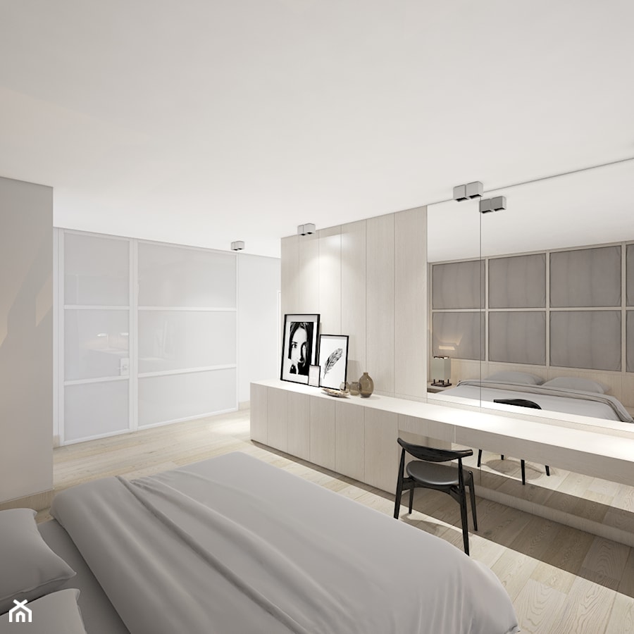 Dom w Chrząstowicach - Średnia szara z biurkiem sypialnia, styl minimalistyczny - zdjęcie od Studio projektowania wnętrz''Studio Aranżacji''