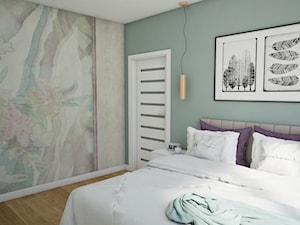 Naturalnie na Osiedlu Tęczowym - Mała szara zielona sypialnia, styl nowoczesny - zdjęcie od Studio projektowania wnętrz''Studio Aranżacji''