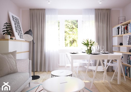 Średni beżowy biały salon, styl nowoczesny - zdjęcie od Studio projektowania wnętrz''Studio Aranżacji''