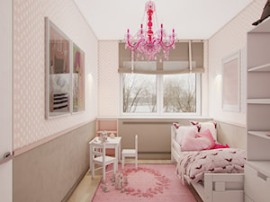Dom W Grudzicach - Mały beżowy szary pokój dziecka dla dziecka dla dziewczynki, styl tradycyjny - zdjęcie od Studio projektowania wnętrz''Studio Aranżacji''