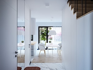 Dom na skale Głuchołazy - Mały biały z marmurem na podłodze hol / przedpokój, styl skandynawski - zdjęcie od Studio projektowania wnętrz''Studio Aranżacji''