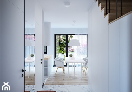 Dom na skale Głuchołazy - Mały biały z marmurem na podłodze hol / przedpokój, styl skandynawski - zdjęcie od Studio projektowania wnętrz''Studio Aranżacji''