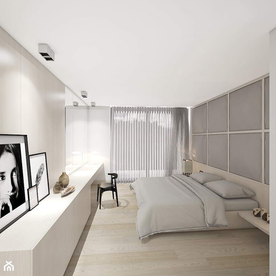 Dom w Chrząstowicach - Średnia szara sypialnia, styl minimalistyczny - zdjęcie od Studio projektowania wnętrz''Studio Aranżacji''