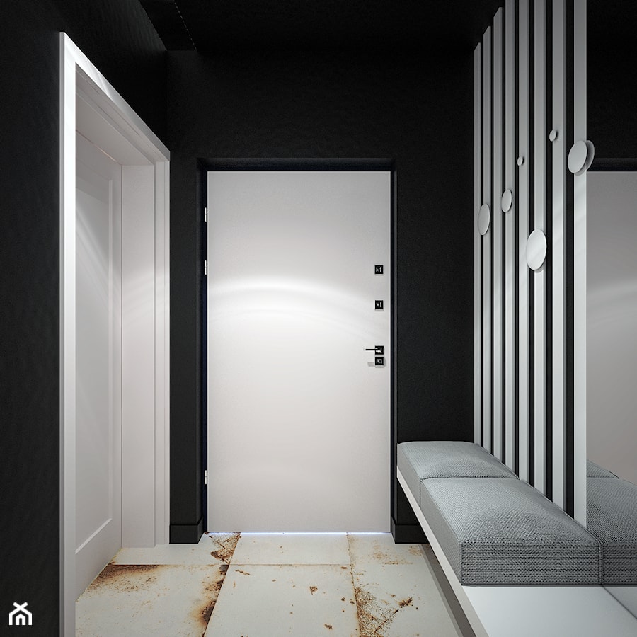 Europejska Resident - Mały z wieszakiem czarny z marmurem na podłodze hol / przedpokój, styl nowoczesny - zdjęcie od Studio projektowania wnętrz''Studio Aranżacji''