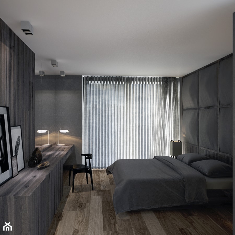 Dom w Chrząstowicach - Mała czarna z biurkiem sypialnia, styl nowoczesny - zdjęcie od Studio projektowania wnętrz''Studio Aranżacji''