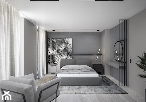 Top Trendy 2018 - Średnia szara sypialnia z balkonem / tarasem, styl nowoczesny - zdjęcie od Studio projektowania wnętrz''Studio Aranżacji''