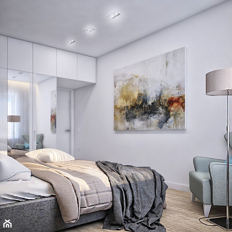 Średnia biała sypialnia, styl nowoczesny - zdjęcie od Studio projektowania wnętrz''Studio Aranżacji''