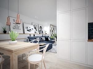 Europejska Resident - Średnia biała jadalnia w salonie w kuchni, styl skandynawski - zdjęcie od Studio projektowania wnętrz''Studio Aranżacji''