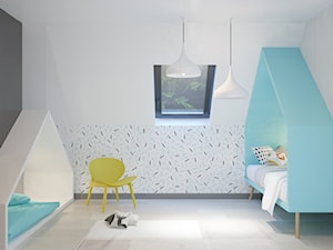 Pokój Szymka - Średni biały czarny pokój dziecka dla dziecka dla chłopca dla dziewczynki, styl nowoczesny - zdjęcie od Studio projektowania wnętrz''Studio Aranżacji''