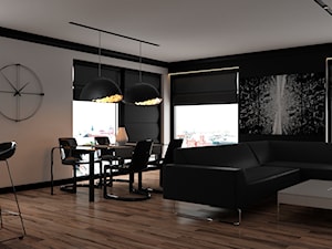 Klimatyczne M#3 - Średnia beżowa czarna jadalnia w salonie, styl nowoczesny - zdjęcie od Studio projektowania wnętrz''Studio Aranżacji''