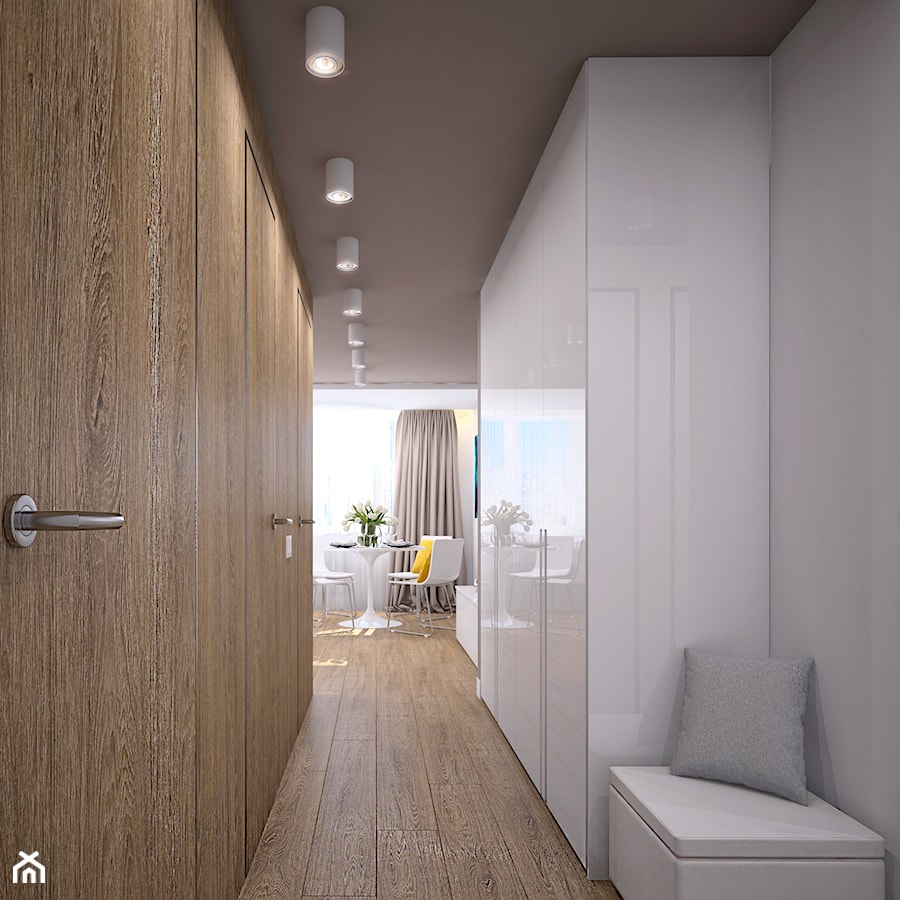 Pierwsze mieszkanie Kasi - Średni beżowy biały hol / przedpokój, styl nowoczesny - zdjęcie od Studio projektowania wnętrz''Studio Aranżacji''
