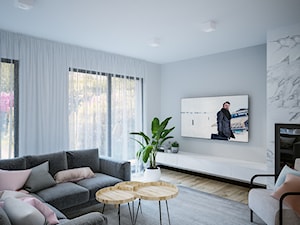 Dom na skale Głuchołazy - Średni biały salon, styl skandynawski - zdjęcie od Studio projektowania wnętrz''Studio Aranżacji''