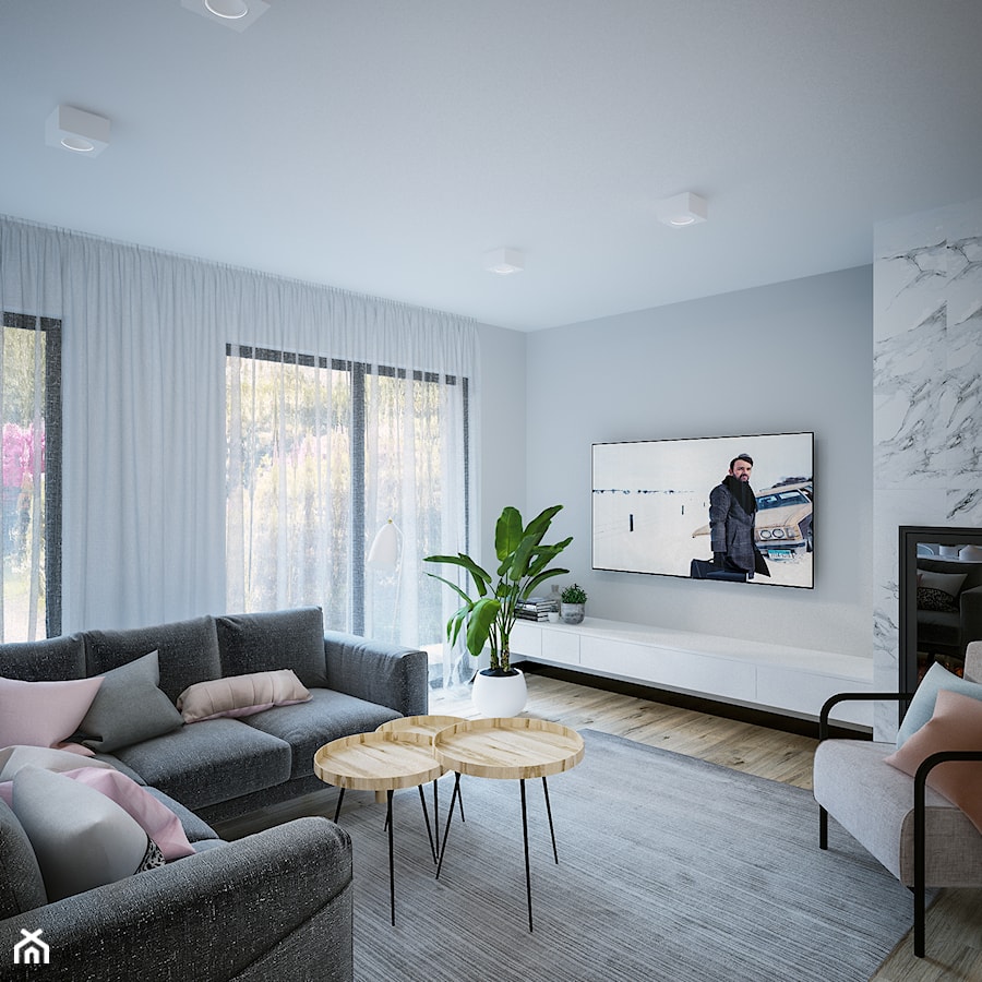 Dom na skale Głuchołazy - Średni biały salon, styl skandynawski - zdjęcie od Studio projektowania wnętrz''Studio Aranżacji''