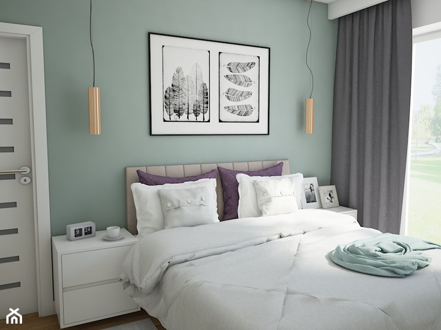 Naturalnie na Osiedlu Tęczowym - Mała zielona sypialnia, styl nowoczesny - zdjęcie od Studio projektowania wnętrz''Studio Aranżacji''