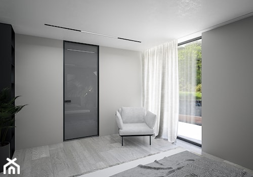 Top Trendy 2018 - Średnia biała szara sypialnia, styl minimalistyczny - zdjęcie od Studio projektowania wnętrz''Studio Aranżacji''