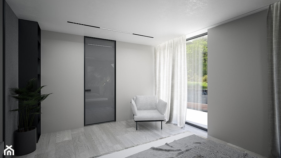 Top Trendy 2018 - Średnia biała szara sypialnia, styl minimalistyczny - zdjęcie od Studio projektowania wnętrz''Studio Aranżacji''