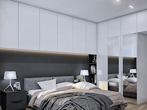 Średnia biała szara sypialnia, styl nowoczesny - zdjęcie od Studio projektowania wnętrz''Studio Aranżacji''