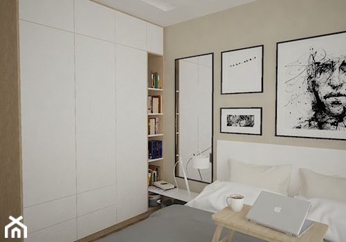 Kobiecy spokój na Trzech Diamentach - Mała szara sypialnia, styl skandynawski - zdjęcie od Studio projektowania wnętrz''Studio Aranżacji''