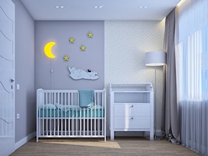 Pierwsze mieszkanie Kasi - Mały biały szary pokój dziecka dla niemowlaka dla chłopca dla dziewczynki, styl tradycyjny - zdjęcie od Studio projektowania wnętrz''Studio Aranżacji''